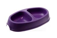 Миска двойная пластик д/кошек 2*0,2л фиолетовая