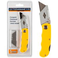 Нож 19мм с выдвижным лезвием трапециевидный усиленный складной 104881  Нож 19мм с выдвижным лезвием трапециевидный усиленный складной 104881