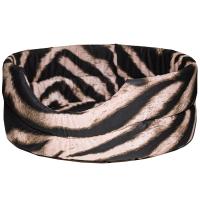 Лежанка овальная стеганая поролоновая САФАРИ ЗЕБРА БЕЖ 42*34*18см/DONBARON