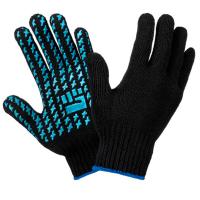 П228769 Перчатки хб люкс с ПВХ протектор 7,5 класс 5 нитей черный L /10шт/200шт/Ф