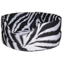 Лежанка овальная стеганая поролоновая САФАРИ ЗЕБРА СЕРАЯ 42*34*18см/DONBARON