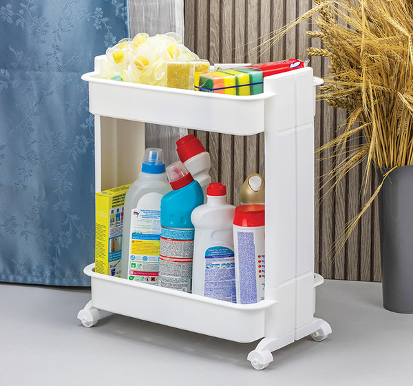 Стойка на колёсах 2 секции 39*23*17см широкая белый М2732 /6шт/М-пласт