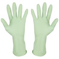 Перчатки хозяйственные латексные с хлопковым напылением S зеленый