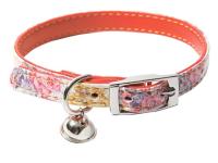 Ошейник синтетик 10мм двойной прошитый Цветы с бубенчиком 30см/00210108