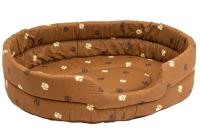 Лежанка овальная стеганая поролоновая хлопок коричневая 64*51*17см/9143кор/Дарэлл