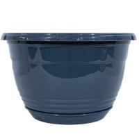 Цветочный горшок Глория 3,3л антрацит с прикрепленным поддоном