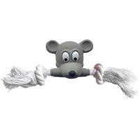 Игрушка с Мордочка мышонка с веревкой с пищалкой из латекса 20см/ЛС318/Евро