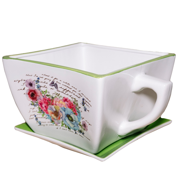 Чашка с блюдцем 19*23*13 2309511 зел 737420