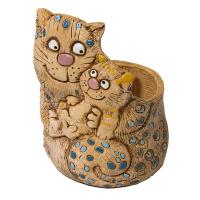 Кашпо Кошка с котенком 1,1л