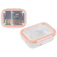 Контейнер Gusto 0,6л 2-секц. жаропр стекла с крышкой с заж.пласт 008676 /12шт/ Mallony