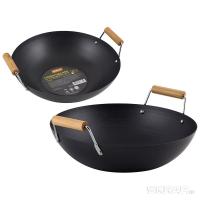 Сковорода ВОК углерод. сталь D32см LARGO с дерев. ручками 005363/12шт/Mallony