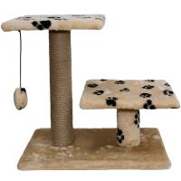 Когтеточка с двумя полками квадрат джут беж с игрушкой 37*57*55см/DONBARON
