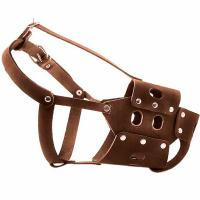 Намордник кожа №7 вырубной с застёжкой "ошейником" овчарка коричневый 050007кор/Дарэлл