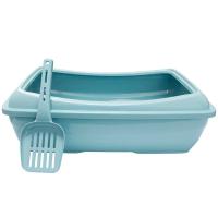 Туалет д/кошек Атонго глубокий с бортиком совком 49х37,5х15см св-голубой/Ст0815сг/Евро