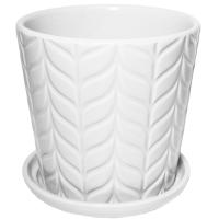 Кашпо Barcelona с поддоном d14, h14см белый 074692