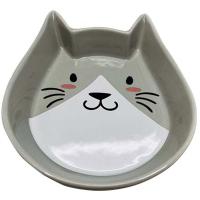 Миска керамика Мордочка кошки серая 15*13*3,5см 180мл/МКР2109/Евро