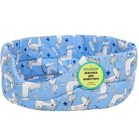 Лежанка овальная стеганая поролоновая хлопок ЗОО МИКС 42*34*18см/DONBARON