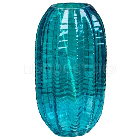 Ваза д/цветов Плиссе большая бирюза стекл. /1902-Н5 /1шт/ДК