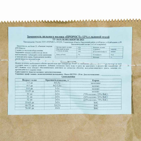 ЗЦМ ПРОРОСТ 12% с льняной мукой 25 кг