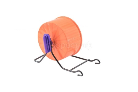 Игрушка для грызунов Колесо D90 Литое пластик полузакрытое на металлической подставке рубин/3096/