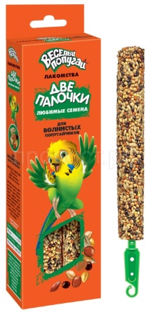Лакомство для волнистых попугаев Веселый попугай Палочки Любимые семена 2шт Лакомство для волнистых попугаев Веселый попугай Палочки Любимые семена 2шт