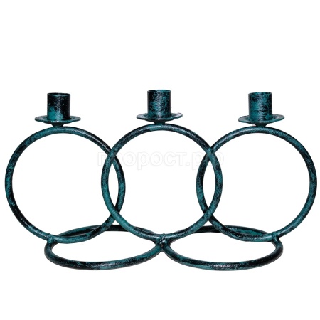 ДЕКОР Подсвечник Кольцо 3 свечи антик зеленый РЗДИ/1шт