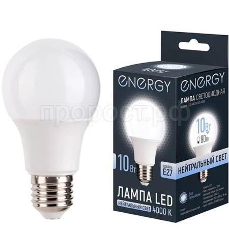 Лампа светодиодная Груша LED А60-10-E27-4000 нейтральный свет 109308 /100шт/ Energy