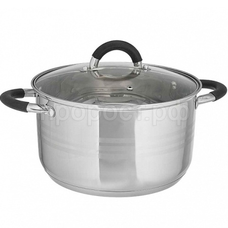 Кастрюля 5л нерж. со стеклянной крышкой BE-198/2 /6шт/ Webber