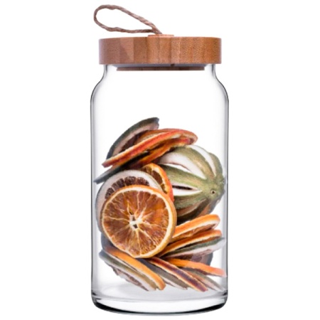 Банка стеклянная 1130мл с бамбук крышкой ВУДИ /43593SLB 