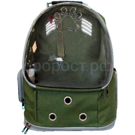 Рюкзак-переноска д/животн.с панор.видом вентил.отверст.20x25x41см зеленый/Рп28з/