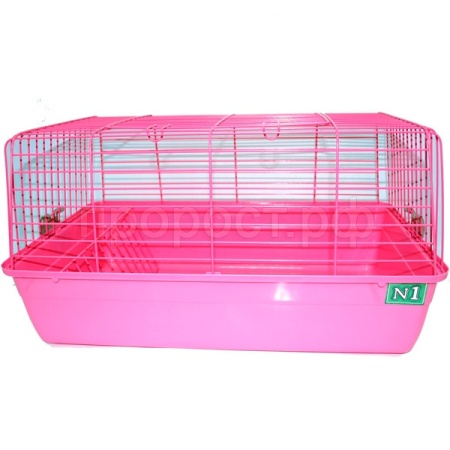 Клетка д/круп.грыз (кролик) N1 ДКкR1 с кормушкой для сена 60*36*32см розовый/4шт/Евро