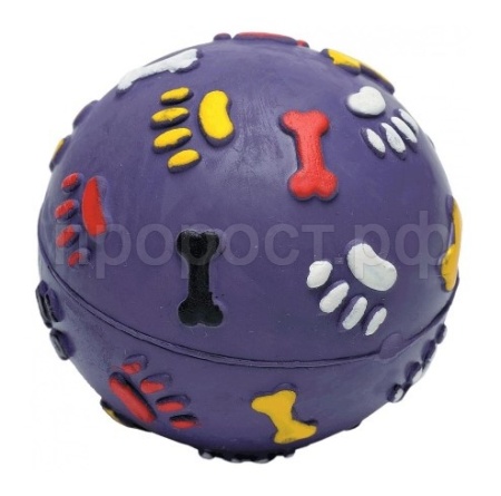 Игрушка для собак средних пород Мяч говорящий каучук Косточки/лапки 6,5см/С2830