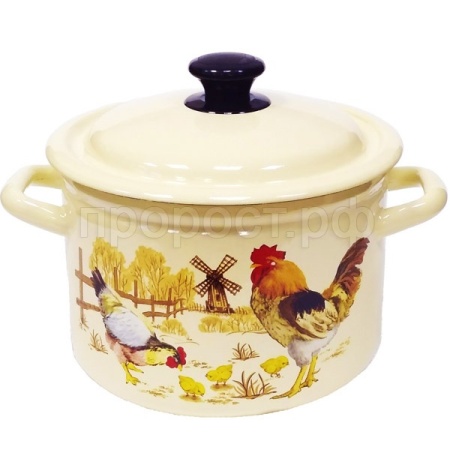 Кастрюля 6л эмаль цил борт слоновая кость Подворье 41804-182/6-У4 /4шт/Керчь  