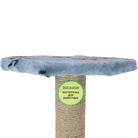 Когтеточка столбик с полкой мех, джут серый 47*47*80см/DONBARON