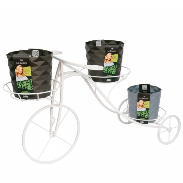 Подставка садовый декор ВЕЛОСИПЕД 3 горшка белый РЗДИ/1шт
