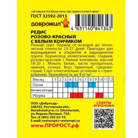 Редис Розово-красный с белым кончиком 2г