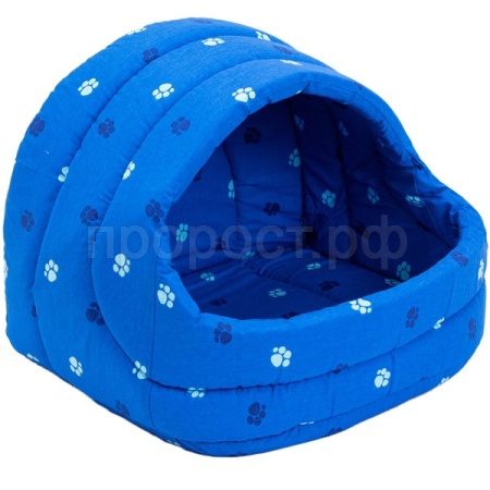 Лежанка-Домик ЛУКОШКО мягкий хлопок поролон синий 54*48*44см/9753син